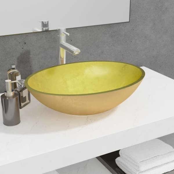 Handfat glas 50x37x14 cm guld