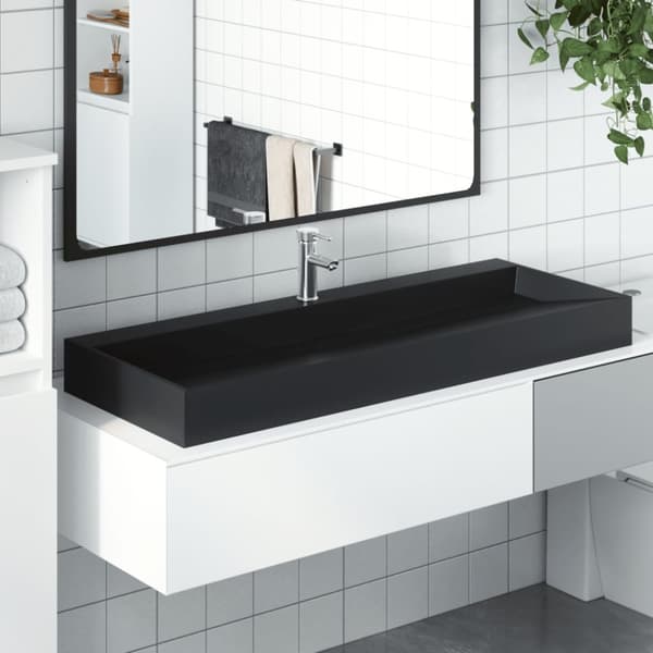 Handfat 120x46x11 cm mineralgjuten/marmor matt svart