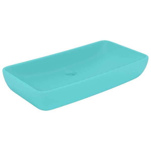 Lyxigt rektangulärt handfat matt ljusgrön 71x38 cm keramik