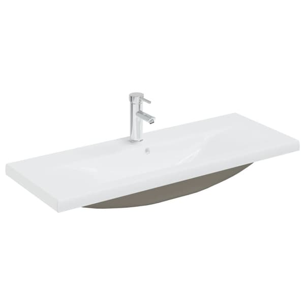 Inbyggt handfat med blandare 101x39x18 cm keramik vit