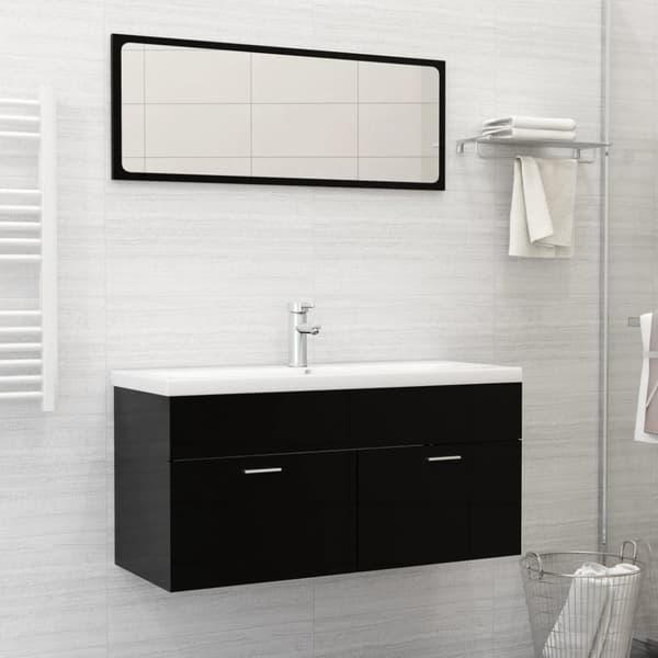 Inbyggt handfat med blandare 101x39x18 cm keramik vit