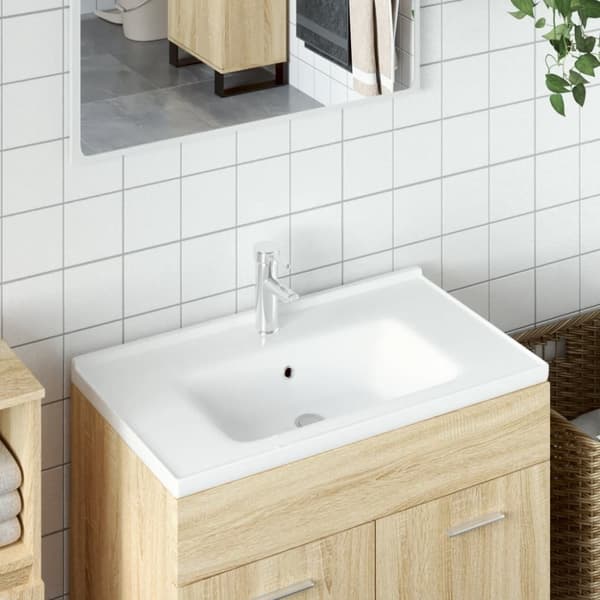 Handfat vit 81x48x19,5 cm rektangulärt keramik