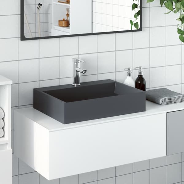 Handfat 50x38x11 cm mineralgjuten/marmor antracit