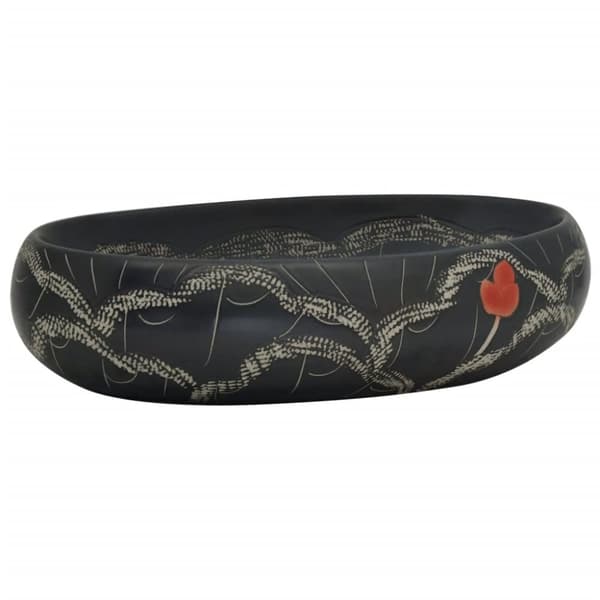Handfat svart oval 59x40x15 cm keramik