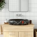 Miniatyrbild 1 av 2: Handfat svart oval 59x40x15 cm keramik