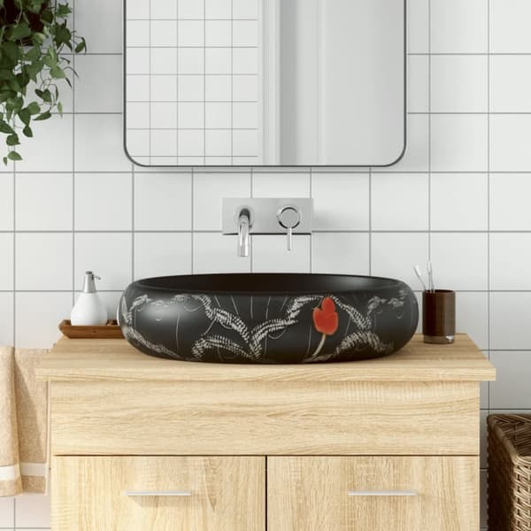 Handfat svart oval 59x40x15 cm keramik