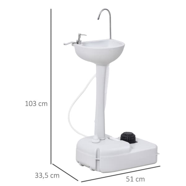 Rootz Portabelt handfat utomhus - Mobilt handfat - Campingdisk - Integrerad tvålautomat - 51 cm x 33,5 cm x 103 cm