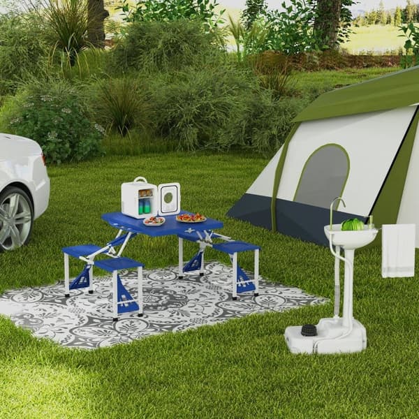 Rootz Portabelt handfat utomhus - Mobilt handfat - Campingdisk - Integrerad tvålautomat - 51 cm x 33,5 cm x 103 cm