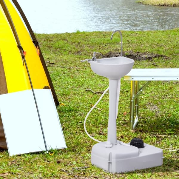 Rootz Portabelt handfat utomhus - Mobilt handfat - Campingdisk - Integrerad tvålautomat - 51 cm x 33,5 cm x 103 cm