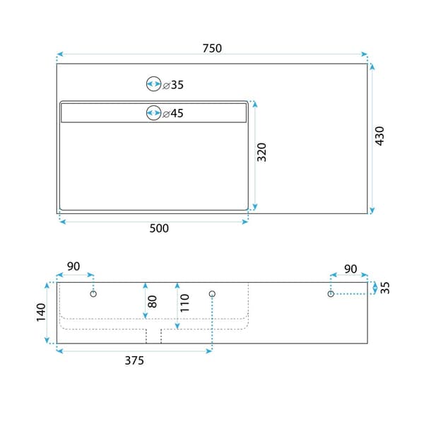 Kompositvask REA Archi 75 CM Hvid