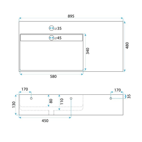 Kompositvask REA Archi 90 CM Hvid