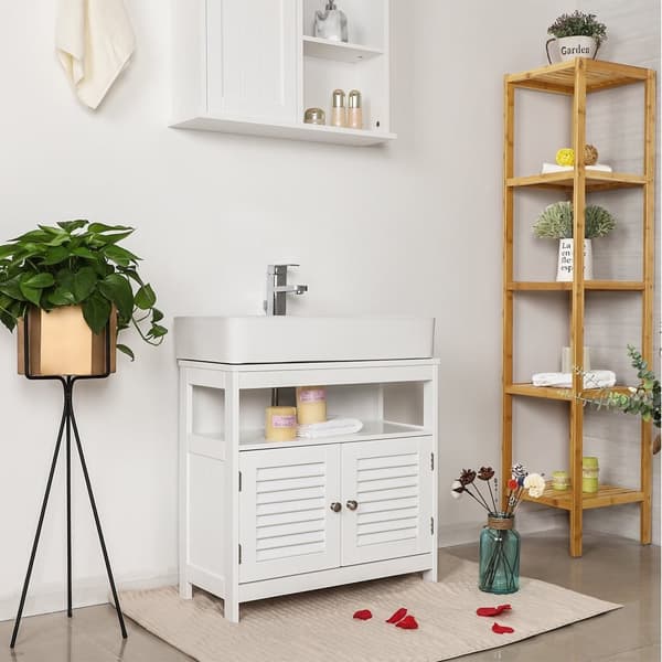 Washbasin -kotelo - Slat -ovet - 2 osastoa - valkoinen
