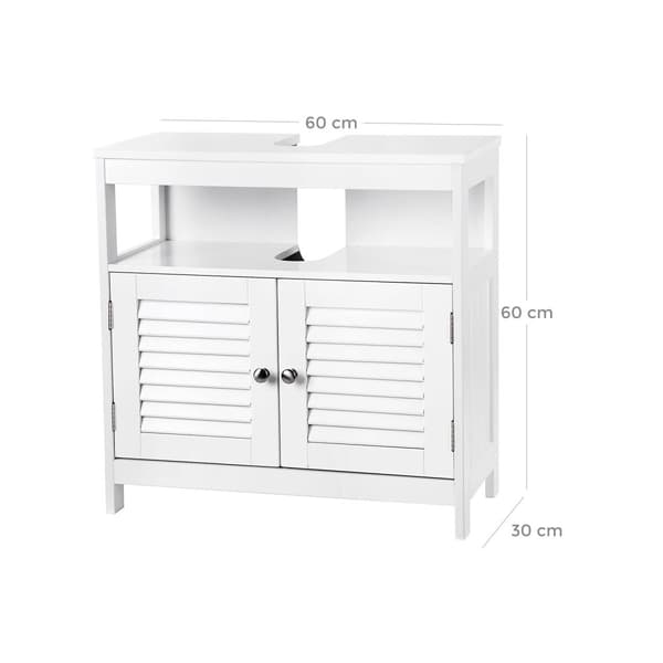 Washbasin -kotelo - Slat -ovet - 2 osastoa - valkoinen
