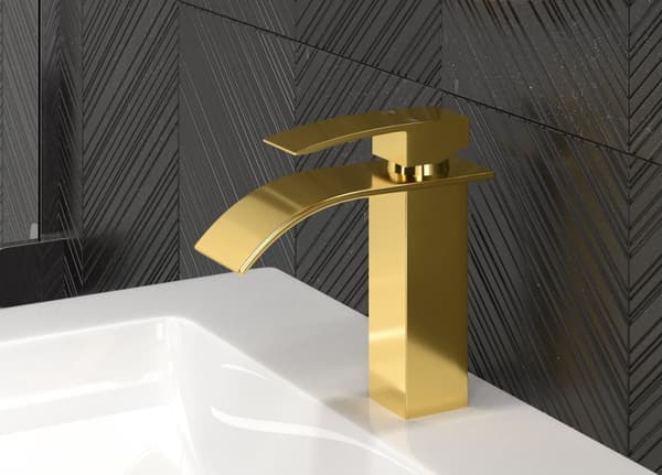 KERAMISK VASK + ARMATUR + PROP ZÆTSET guld