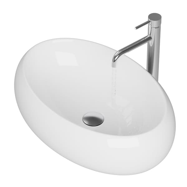 OVAL VASK TIL BORD HVID KERAMIK BADEVÆRELSE 361x41,5 TIL BORD OVELO