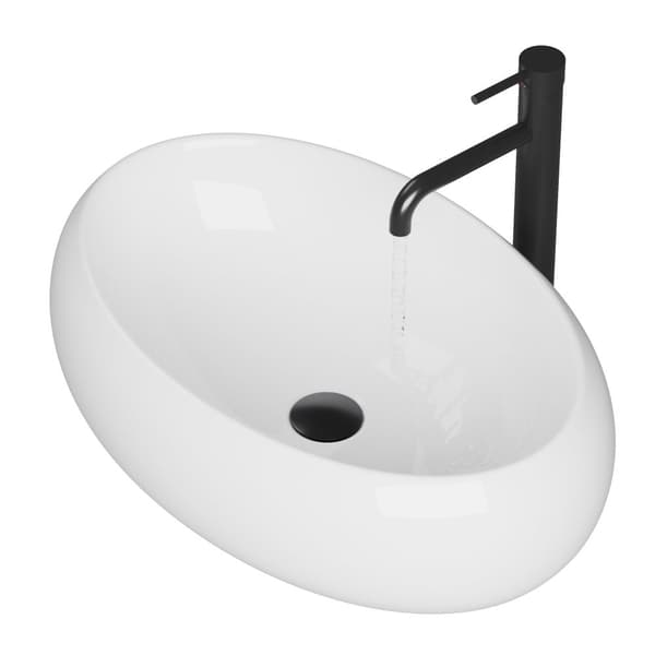 OVAL VASK TIL BORD HVID KERAMIK BADEVÆRELSE 361x41,5 TIL BORD OVELO