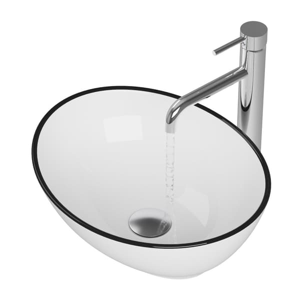 OVAL VASK TIL BORDPLADE hvid KERAMISK badeværelse3SORT KANT DORA