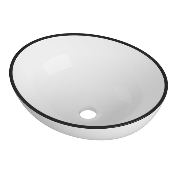 OVAL VASK TIL BORDPLADE hvid KERAMISK badeværelse3SORT KANT DORA