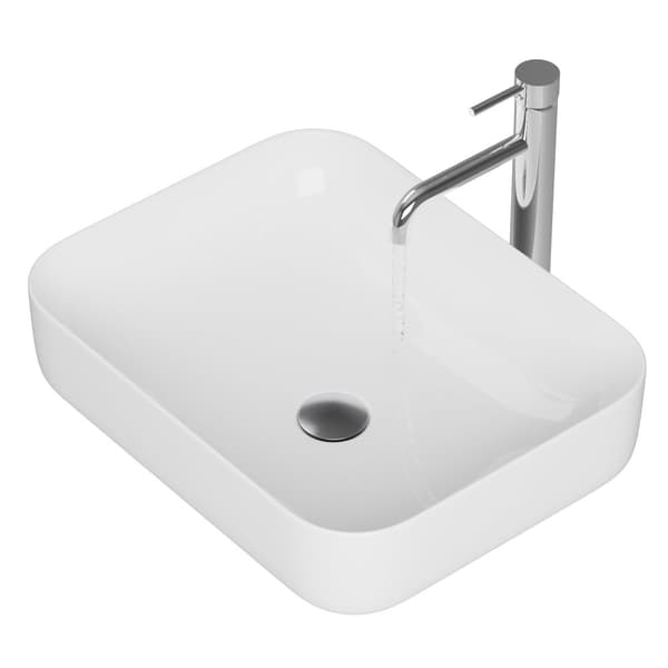 BORDMONTERET VASK rektangulær hvid KERAMISK badeværelse 351x40 SAWO