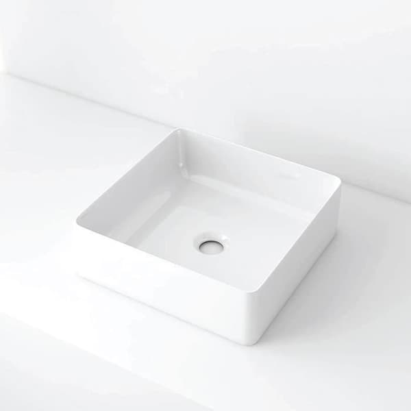 Starbath Plus - Vitt keramiskt tvättställ - Rektangulär form - Mått 31 x 31 x 11 cm