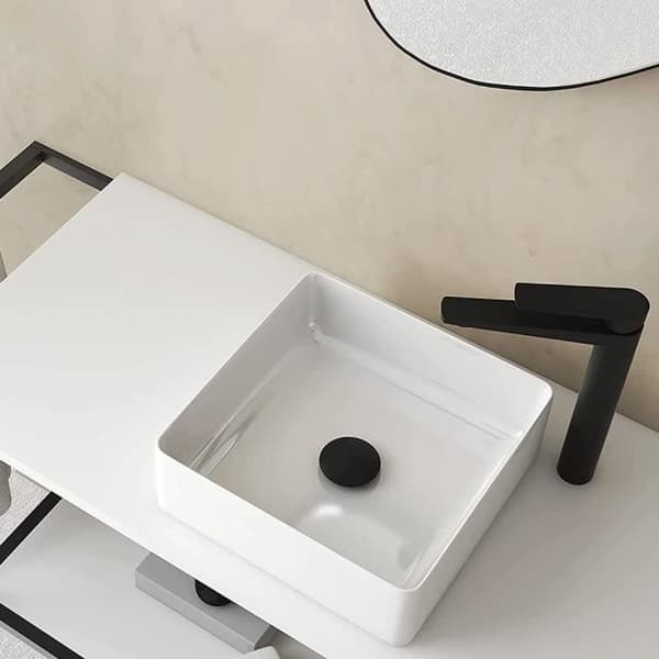 Starbath Plus - Vitt keramiskt tvättställ - Rektangulär form - Mått 31 x 31 x 11 cm