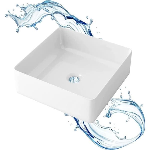 Starbath Plus - Vitt keramiskt tvättställ - Rektangulär form - Mått 31 x 31 x 11 cm