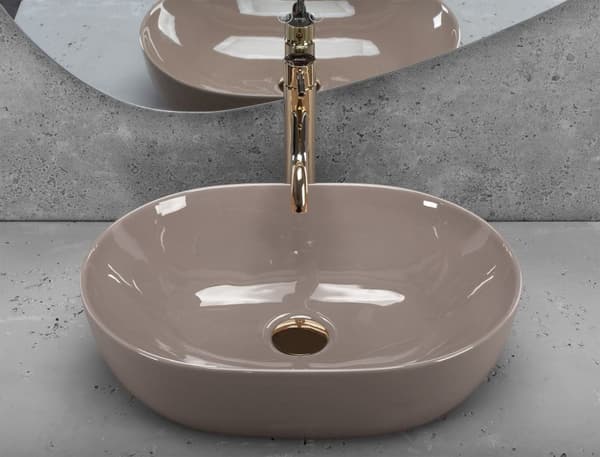 HÅNDVASK PÅ PIEDESTAL REA LISA SHINY BEIGE