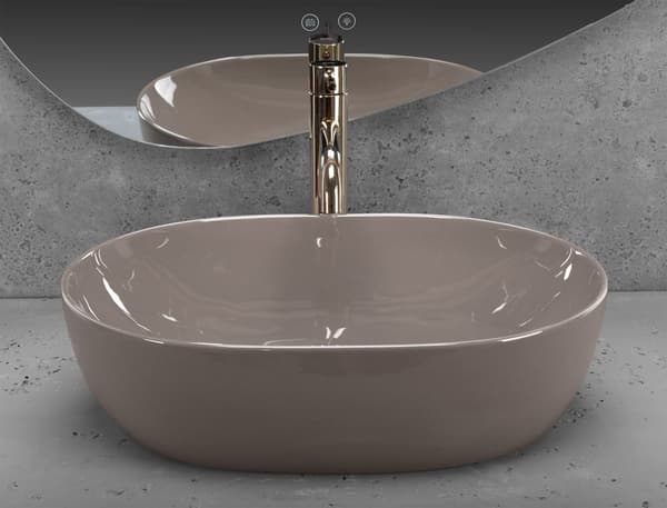 HÅNDVASK PÅ PIEDESTAL REA LISA SHINY BEIGE