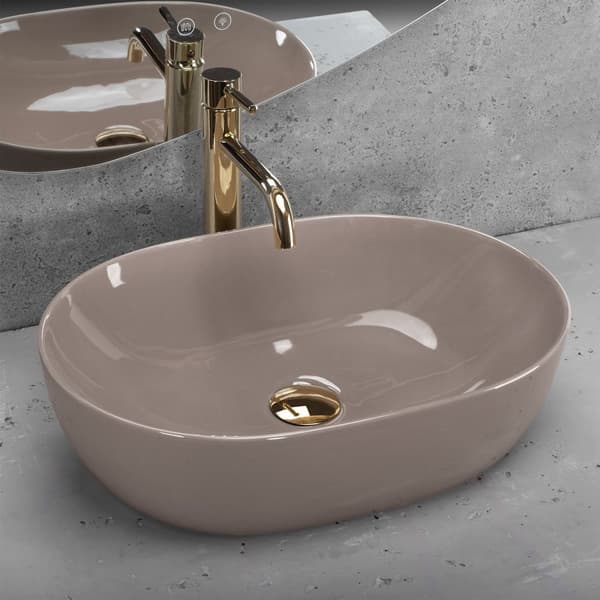 HÅNDVASK PÅ PIEDESTAL REA LISA SHINY BEIGE
