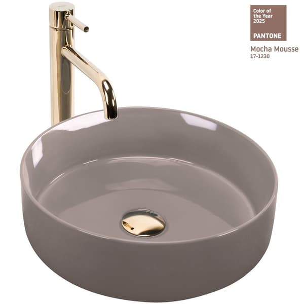 HÅNDVASK PÅ PIEDESTAL REA SAMI SHINY BEIGE