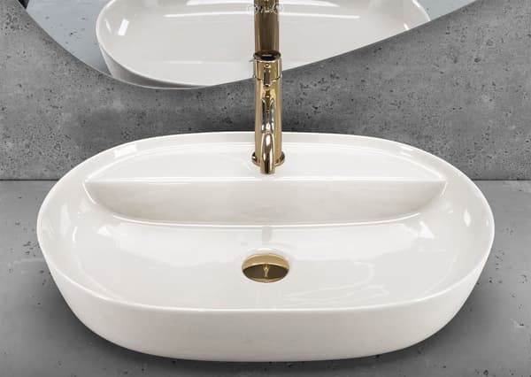 HÅNDVASK PÅ PIEDESTAL REA AURA 61 SHINY WHITE