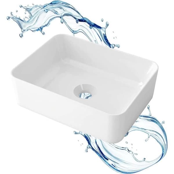 Starbath Plus - Handfat i vitt keramik - Rektangulär form - Mått 40 x 30 x 13 cm