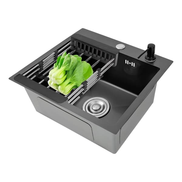 Rustfrit Stål Køkkenvask, Stor Kapacitet, Moderne Design,sort