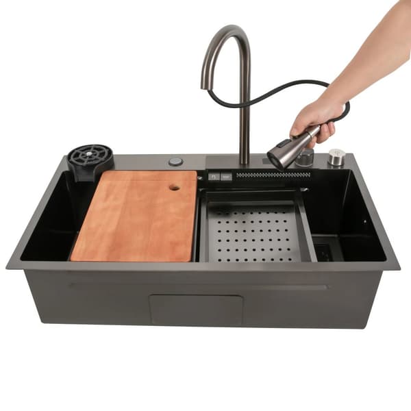 Køkkenvask, Holdbart 201 Rustfrit Stål, Rummelig 31,5 Tommer Design,sort
