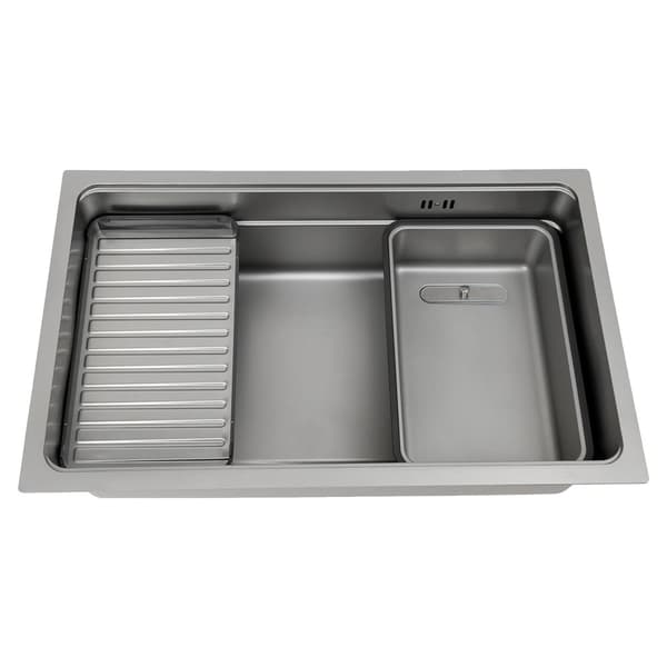 Rostfritt Stålkökssink, Låg Ljudnivå Design, Lätt att Rengöra,Grå Silver