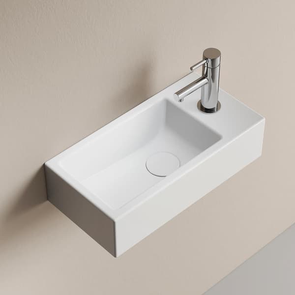 EMKE Vægvask 40,5x20,5cm - Firkantet, Hvid, Minimalistisk