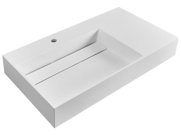 Badeværelseshåndvask hvid mat støbt mineral 90 x 48 cm rektangulær