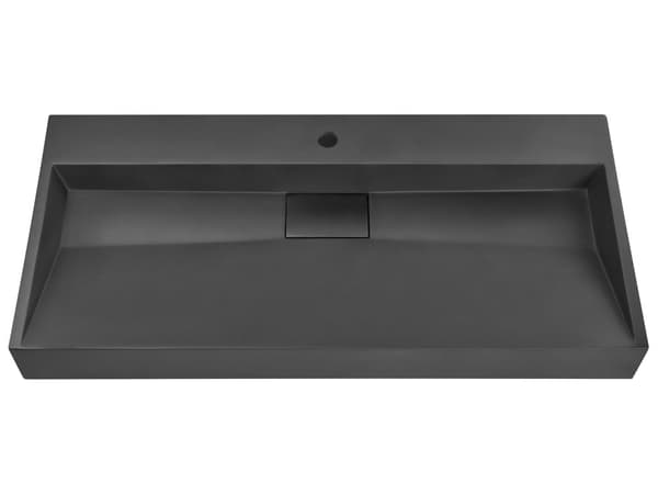 Håndvask til badeværelsesophæng sort mat støbt mineral 100 x 46 cm rektangulær