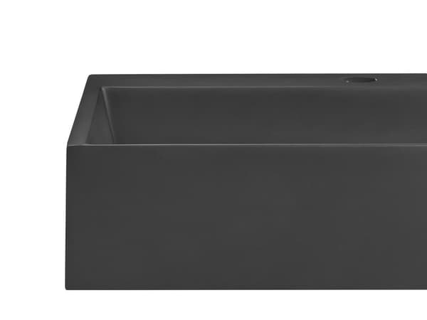 Håndvask til badeværelsesophæng sort mat støbt mineral 100 x 46 cm rektangulær