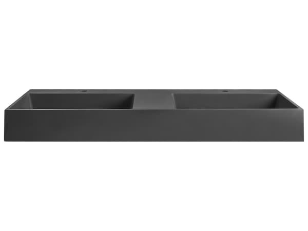 Badeværelseshåndvask sort mat støbt mineral 120 x 48 cm rektangulær