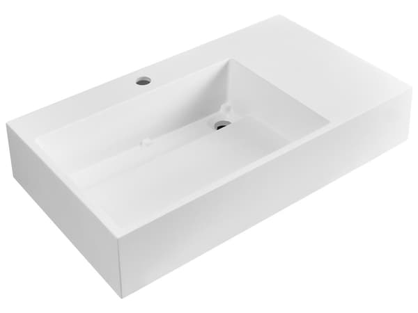 Badeværelseshåndvask hvid mat støbt mineral 75 x 43 cm rektangulær