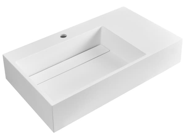 Badeværelseshåndvask hvid mat støbt mineral 75 x 43 cm rektangulær