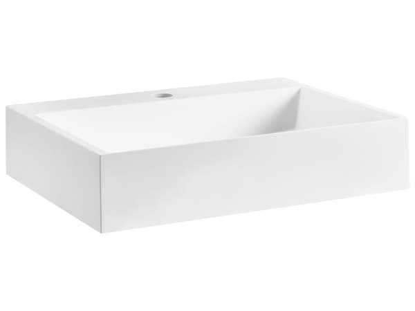 Håndvask til badeværelsesophæng hvid mat støbt mineral 50 x 38 cm rektangulær