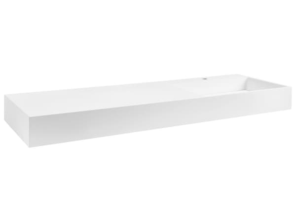 Badeværelseshåndvask hvid mat støbt mineral 150 x 48 cm rektangulær