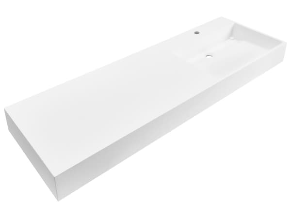 Badeværelseshåndvask hvid mat støbt mineral 150 x 48 cm rektangulær