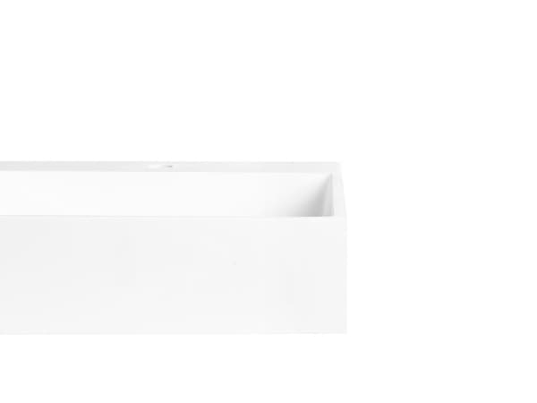 Badeværelseshåndvask hvid mat støbt mineral 150 x 48 cm rektangulær