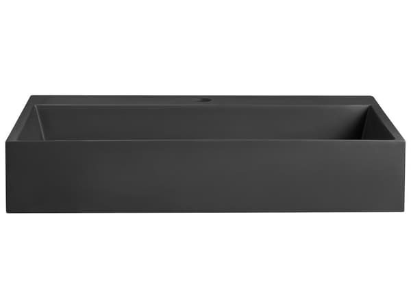 Håndvask til badeværelsesophæng sort mat støbt mineral 60 x 38 cm rektangulær