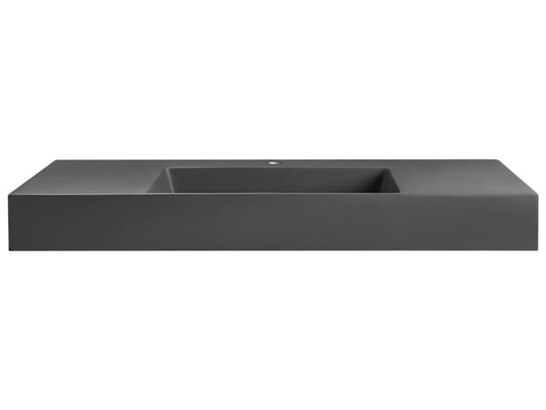 Badeværelseshåndvask sort mat støbt mineral 120 x 48 cm rektangulær