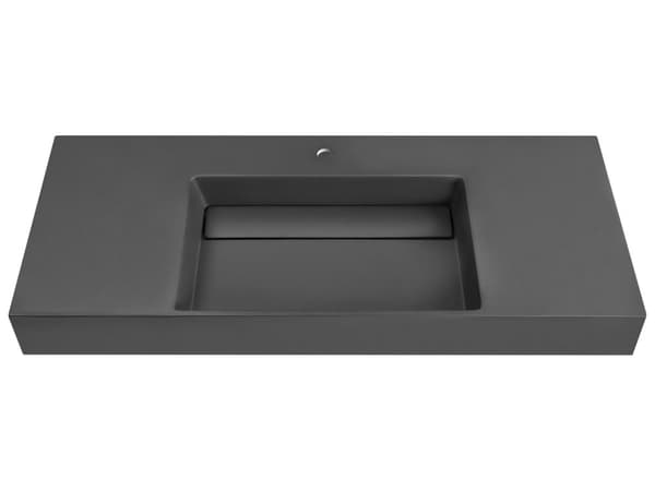 Badeværelseshåndvask sort mat støbt mineral 120 x 48 cm rektangulær