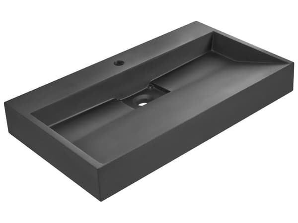 Håndvask til badeværelsesophæng sort mat støbt mineral 80 x 46 cm rektangulær
